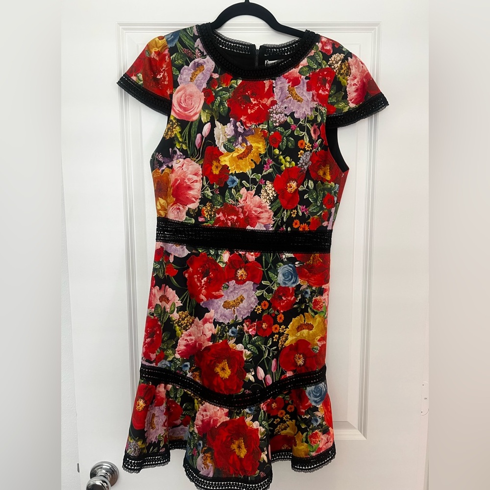 Alice + Olivia Rapunzel Lace Trim Floral Dress